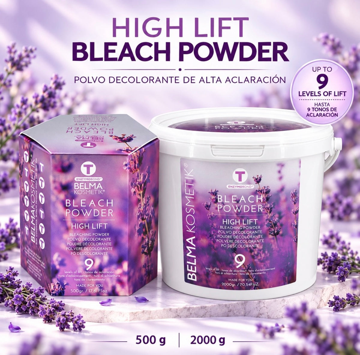 Decolorante Bleach Powder Blue Lavanda 2kg — 9 tonos
